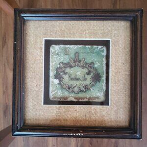 Vintage Sally Ray Cairns Publishing Framed Shadowbox Art Tile - Caribbean Sea